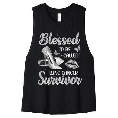 Blessed To Be Called Lung Cancer Survivor High Heels Women's Racerback Cropped Tank