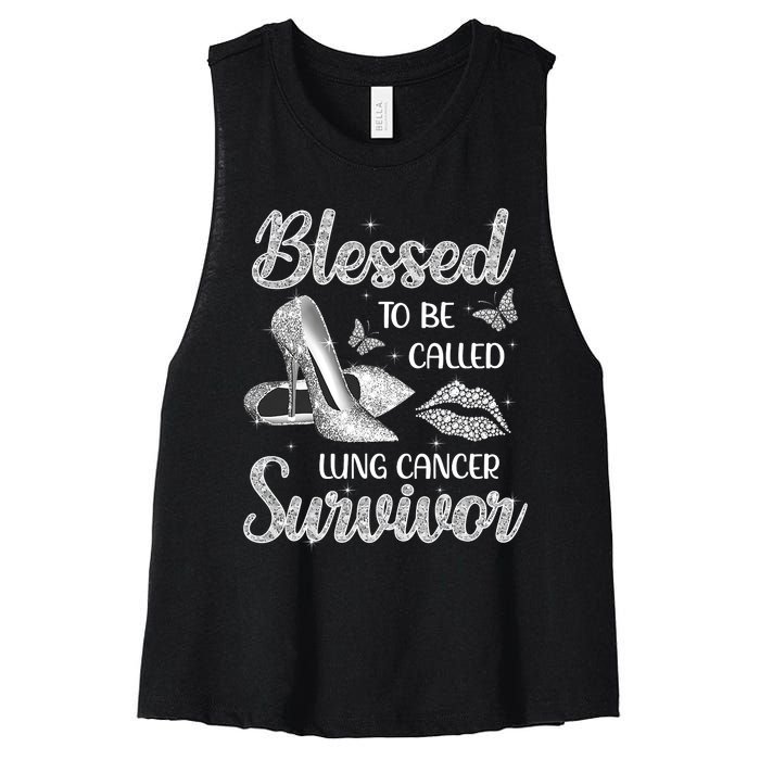 Blessed To Be Called Lung Cancer Survivor High Heels Women's Racerback Cropped Tank