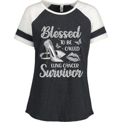 Blessed To Be Called Lung Cancer Survivor High Heels Enza Ladies Jersey Colorblock Tee