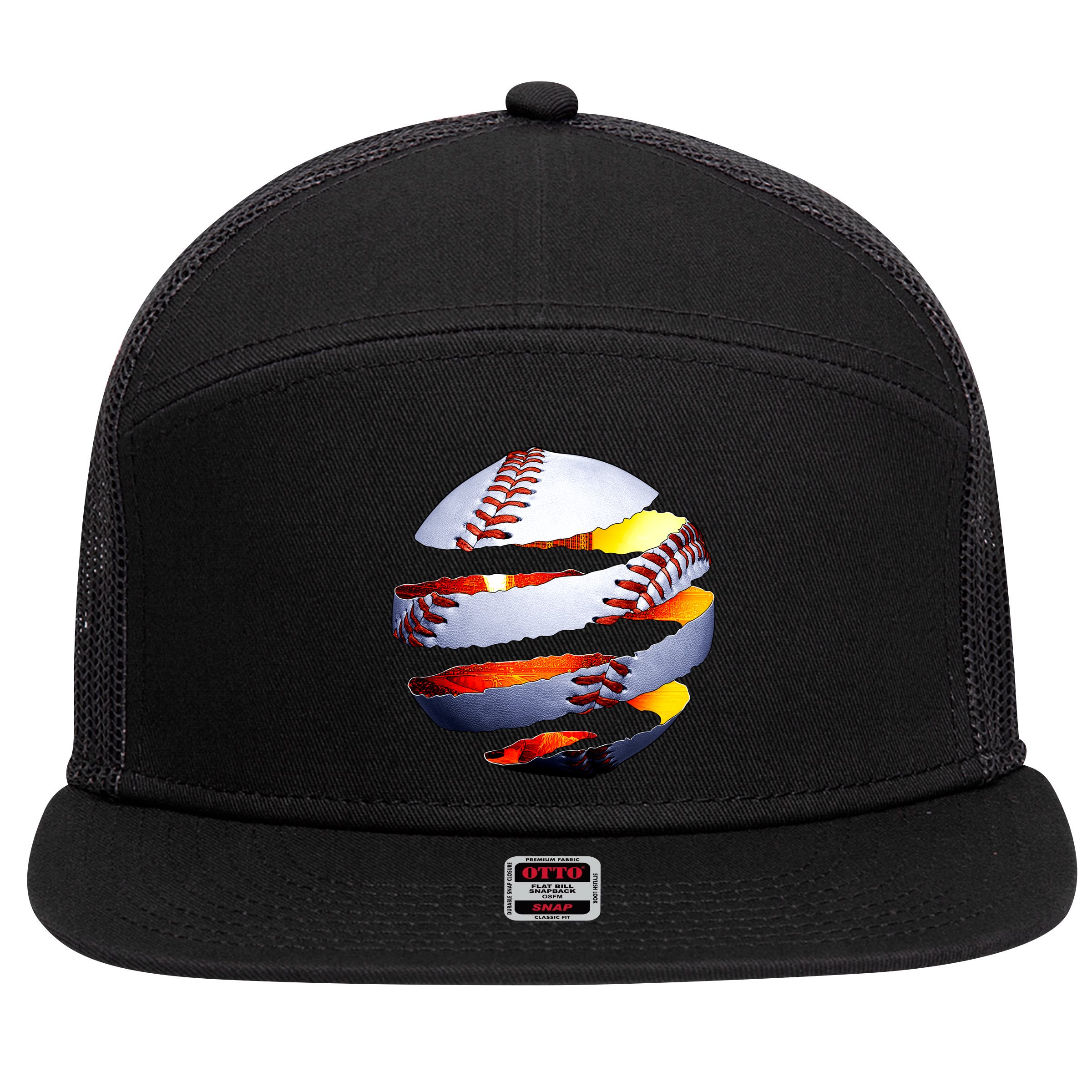 Baseball Tear 7 Panel Mesh Trucker Snapback Hat