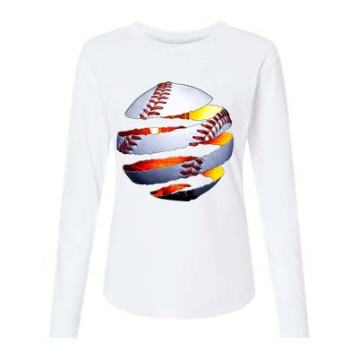 Baseball Tear Womens Cotton Relaxed Long Sleeve T-Shirt