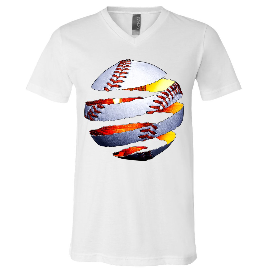 Baseball Tear V-Neck T-Shirt