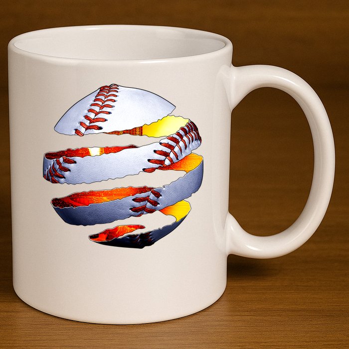 Baseball Tear 11oz C Handle Ceramic Mug