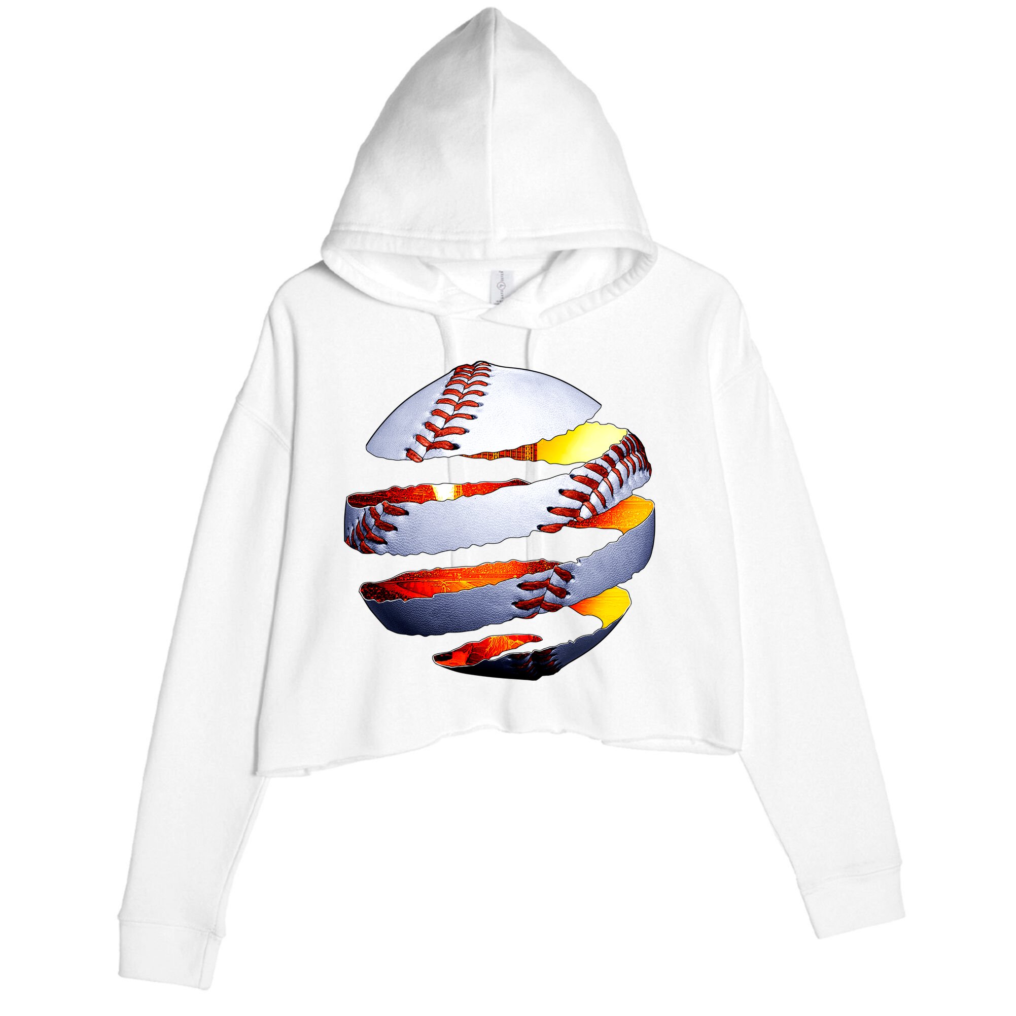 Baseball Tear Crop Fleece Hoodie
