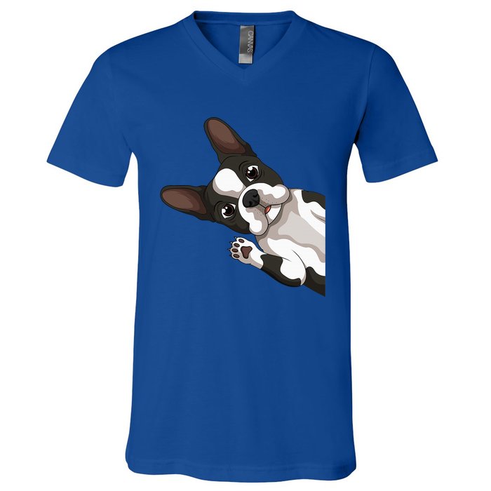 Boston Terrier Bostie Dog V-Neck T-Shirt