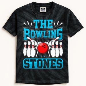 Bowling The Bowling Stones Funny Bowlers Bowling Lovers Kids Tie-Dye T-Shirt