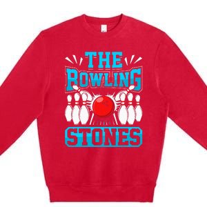 Bowling The Bowling Stones Funny Bowlers Bowling Lovers Premium Crewneck Sweatshirt