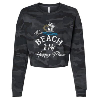 Beach The Beach is My Happy Place Beach Tank Top Cropped Pullover Crew