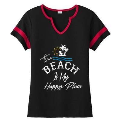 Beach The Beach is My Happy Place Beach Tank Top Ladies Halftime Notch Neck Tee