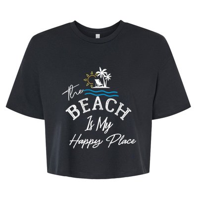 Beach The Beach is My Happy Place Beach Tank Top Bella+Canvas Jersey Crop Tee