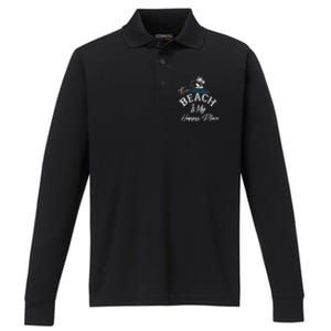 Beach The Beach is My Happy Place Beach Tank Top Performance Long Sleeve Polo