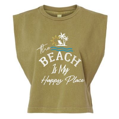 Beach The Beach is My Happy Place Beach Tank Top Garment-Dyed Women's Muscle Tee