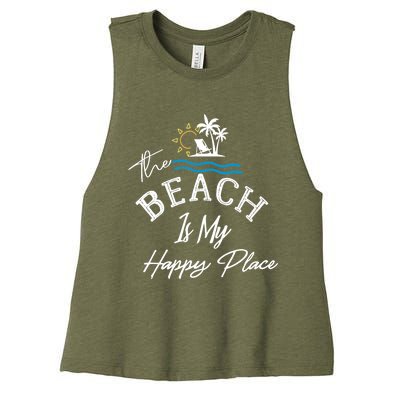 Beach The Beach is My Happy Place Beach Tank Top Women's Racerback Cropped Tank