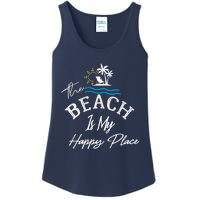 Beach The Beach is My Happy Place Beach Tank Top Ladies Essential Tank