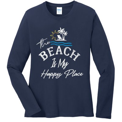 Beach The Beach is My Happy Place Beach Tank Top Ladies Long Sleeve Shirt