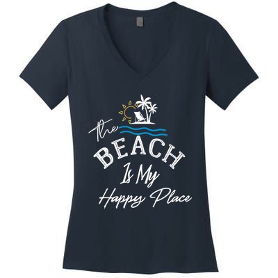 Beach The Beach is My Happy Place Beach Tank Top Women's V-Neck T-Shirt