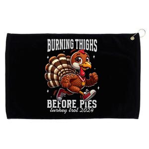 Burning Thighs Before Pies Turkey Trot 2024 Thanksgiving Grommeted Golf Towel