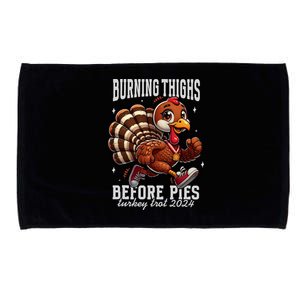 Burning Thighs Before Pies Turkey Trot 2024 Thanksgiving Microfiber Hand Towel