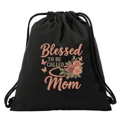 Blessed to Be Called Mom Drawstring Bag