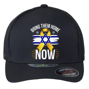 Bring Them Back Home Now Israel Flag Yellow Ribbon Flexfit Unipanel Trucker Cap