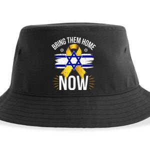 Bring Them Back Home Now Israel Flag Yellow Ribbon Sustainable Bucket Hat