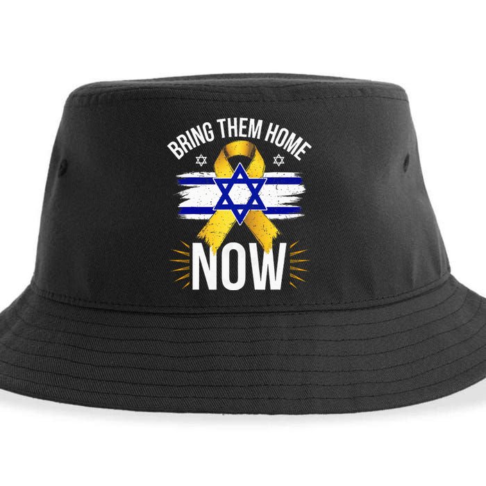 Bring Them Back Home Now Israel Flag Yellow Ribbon Sustainable Bucket Hat