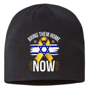 Bring Them Back Home Now Israel Flag Yellow Ribbon Sustainable Beanie