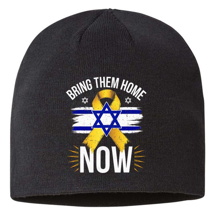 Bring Them Back Home Now Israel Flag Yellow Ribbon Sustainable Beanie