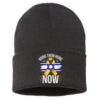 Bring Them Back Home Now Israel Flag Yellow Ribbon Sustainable Knit Beanie