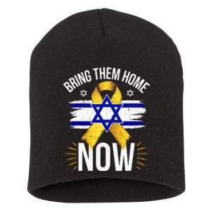 Bring Them Back Home Now Israel Flag Yellow Ribbon Short Acrylic Beanie