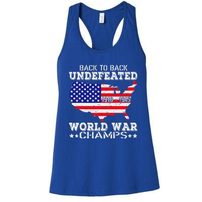 Back To Back Undefeated World War Champs Women's Racerback Tank