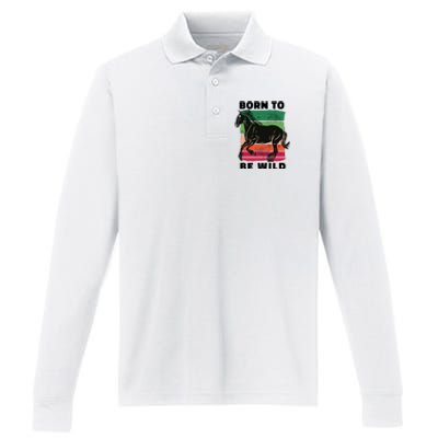 Born To Be Wild Horse Performance Long Sleeve Polo