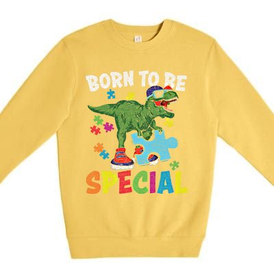 Born To Be Special Trex Puzzle Dinosaur Autism Awareness Gift Premium Crewneck Sweatshirt