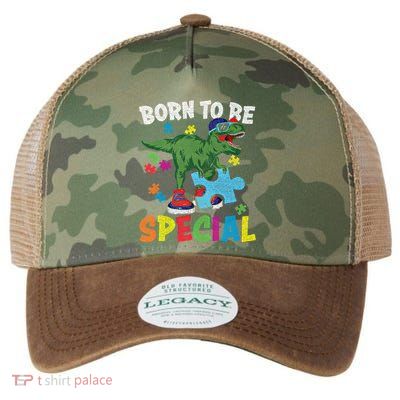 Born To Be Special Trex Puzzle Dinosaur Autism Awareness Gift Legacy Tie Dye Trucker Hat
