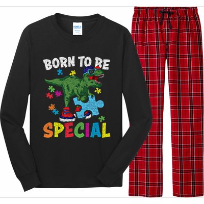 Born To Be Special Trex Puzzle Dinosaur Autism Awareness Gift Long Sleeve Pajama Set