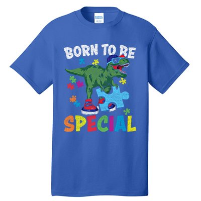 Born To Be Special Trex Puzzle Dinosaur Autism Awareness Gift Tall T-Shirt