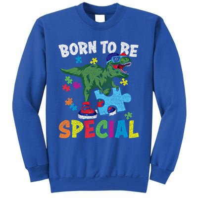 Born To Be Special Trex Puzzle Dinosaur Autism Awareness Gift Tall Sweatshirt