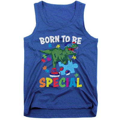 Born To Be Special Trex Puzzle Dinosaur Autism Awareness Gift Tank Top