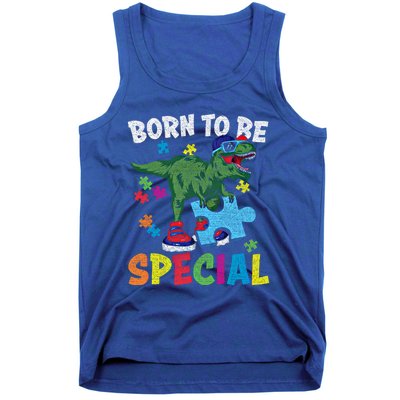 Born To Be Special Trex Puzzle Dinosaur Autism Awareness Gift Tank Top