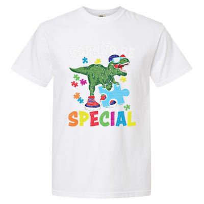 Born To Be Special Trex Puzzle Dinosaur Autism Awareness Gift Garment-Dyed Heavyweight T-Shirt