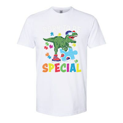 Born To Be Special Trex Puzzle Dinosaur Autism Awareness Gift Softstyle® CVC T-Shirt