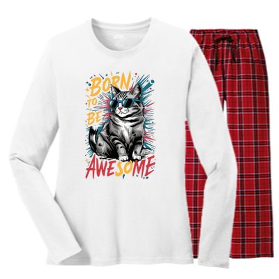 Born To Be Awe So Me Women's Long Sleeve Flannel Pajama Set 