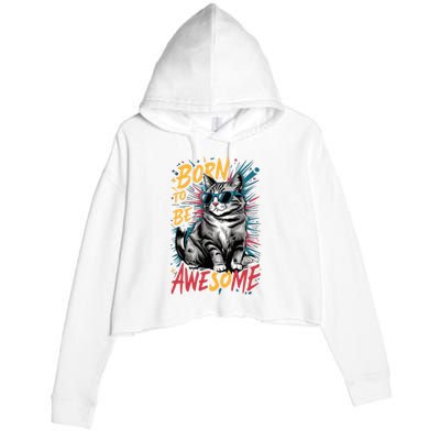 Born To Be Awe So Me Crop Fleece Hoodie