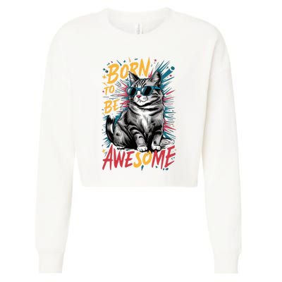 Born To Be Awe So Me Cropped Pullover Crew