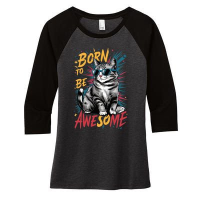 Born To Be Awe So Me Women's Tri-Blend 3/4-Sleeve Raglan Shirt