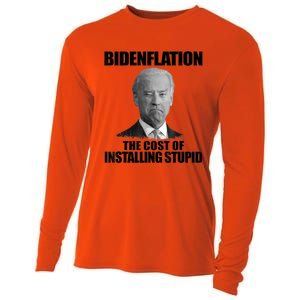 Bidenflation The Cost Of Installing Stupid Funny Anti Biden Cooling Performance Long Sleeve Crew