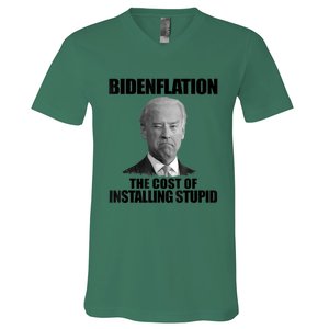 Bidenflation The Cost Of Installing Stupid Funny Anti Biden V-Neck T-Shirt