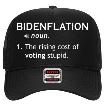 Bidenflation The Cost Of Voting Stupid High Crown Mesh Back Trucker Hat