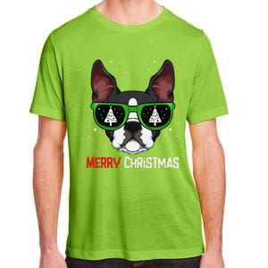 Boston Terrier Christmas Pajama Dog Sunglasses XMas Tree Adult ChromaSoft Performance T-Shirt