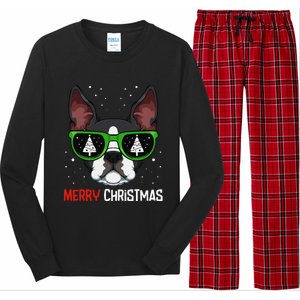 Boston Terrier Christmas Pajama Dog Sunglasses XMas Tree Long Sleeve Pajama Set